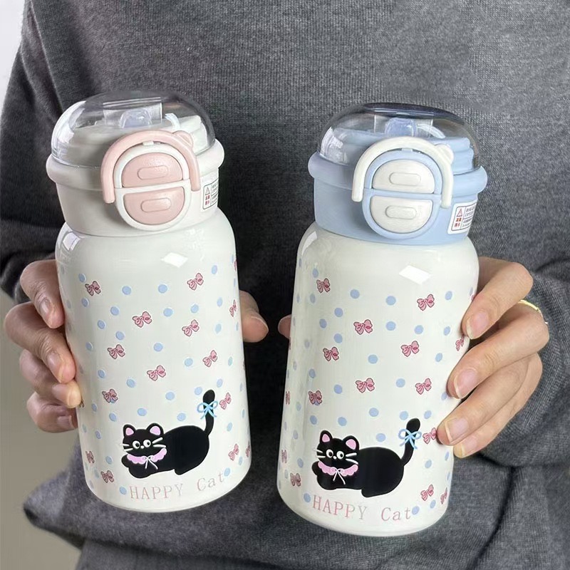 Bình giữ nhiệt 500ml mèo con xinh xắn chấm bi T-286U