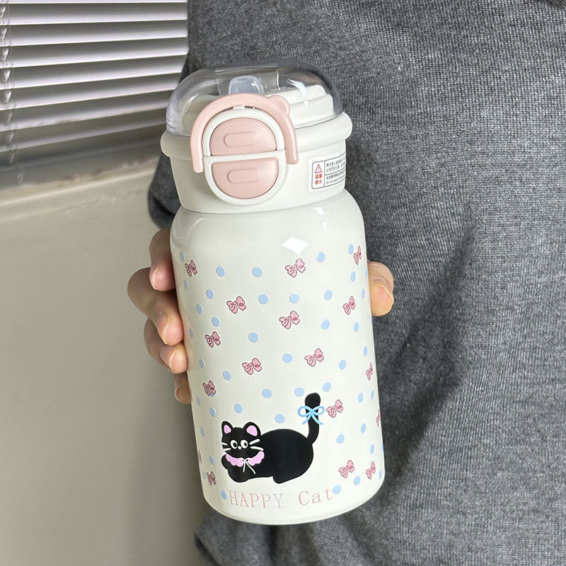Bình giữ nhiệt 500ml mèo con xinh xắn chấm bi T-286U