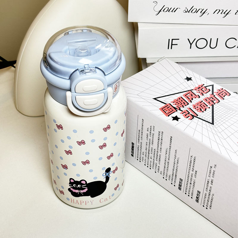 Bình giữ nhiệt 500ml mèo con xinh xắn chấm bi T-286U