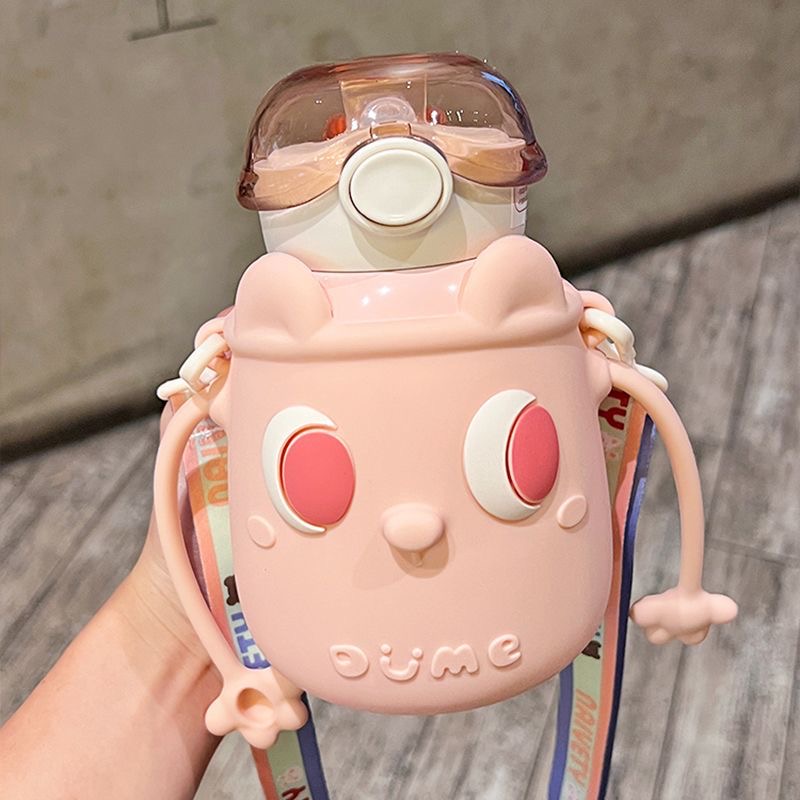 Bình nước giữ nhiệt 500ml cho bé đi học, bình giữ nhiệt inox 316 kiểu dáng đáng yêu cute có tay điều chỉnh được MBB22