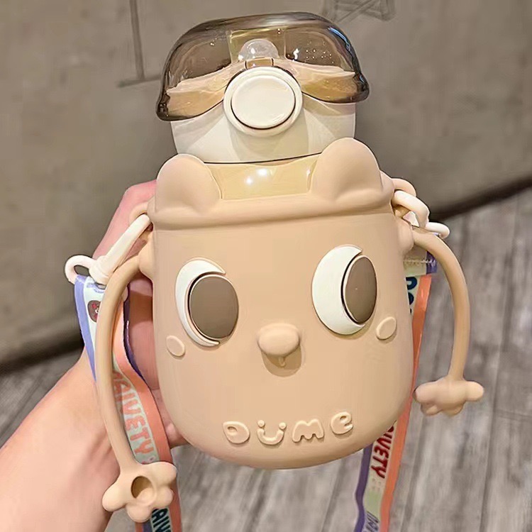 Bình nước giữ nhiệt 500ml cho bé đi học, bình giữ nhiệt inox 316 kiểu dáng đáng yêu cute có tay điều chỉnh được MBB22