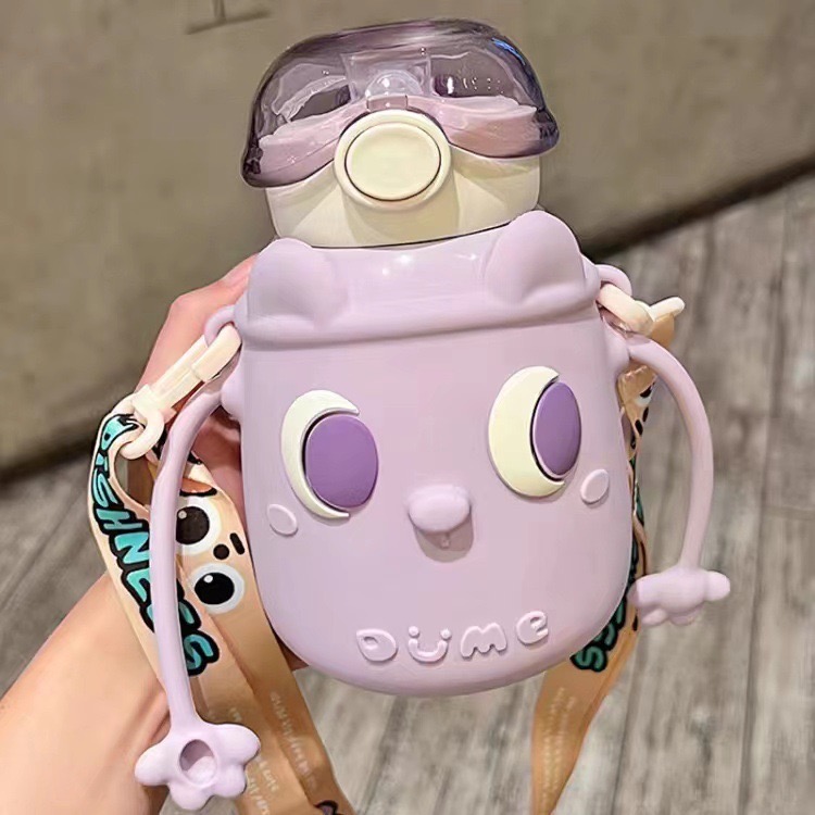 Bình nước giữ nhiệt 500ml cho bé đi học, bình giữ nhiệt inox 316 kiểu dáng đáng yêu cute có tay điều chỉnh được MBB22