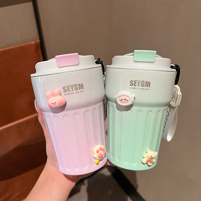Ly Giữ Nhiệt Seygm 400ML Inox 304 Có Dây Đeo Tặng Kèm Charm Nỗi NAss7