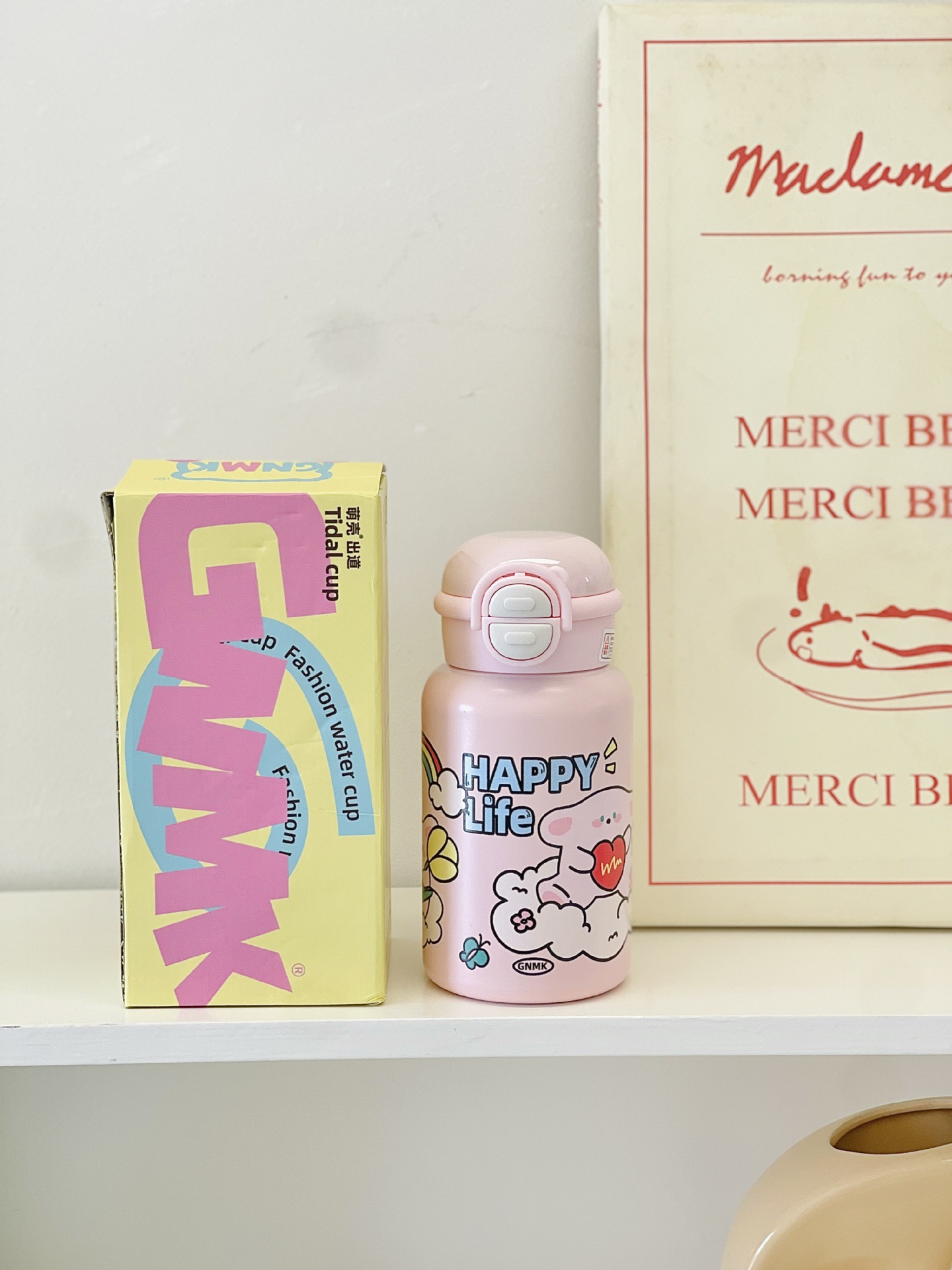 Bình nước giữ nhiệt cho bé 500ML hoạ tiết hoạt hình cute có hiển thị nhiệt độ có túi xách đi kèm BW241
