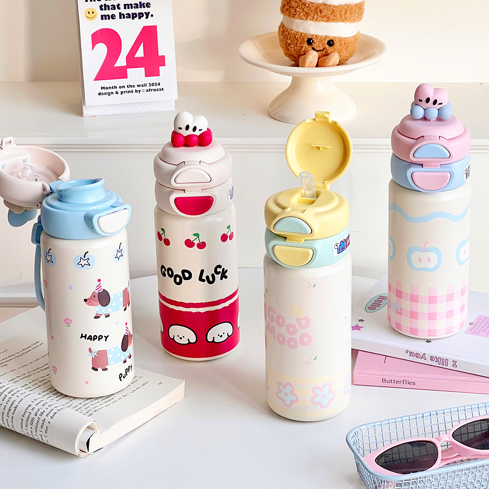 Bình giữ nhiệt sơn tĩnh điện dung tích 500ml họa tiết dễ thương inox 316, giữ nhiệt được nhiều giờ PKB040