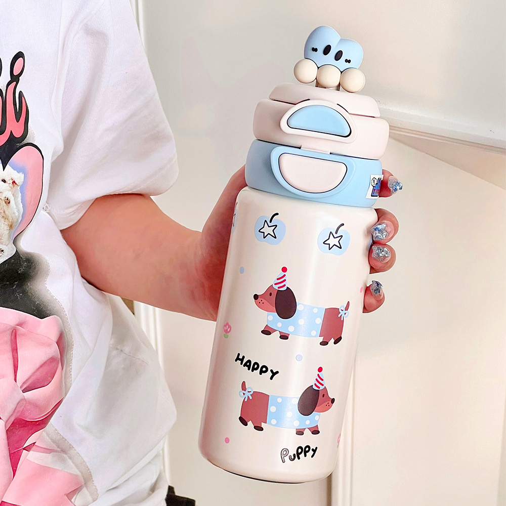 Bình giữ nhiệt sơn tĩnh điện dung tích 500ml họa tiết dễ thương inox 316, giữ nhiệt được nhiều giờ PKB040