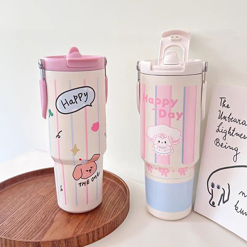 Ly giữ nhiệt inox 316, giữ nhiệt trong 6-12h ống hút tích hợp dung tích lớn 500ML dễ mang theo XJ-350