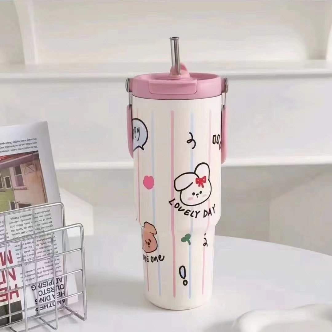 Ly giữ nhiệt inox 316, giữ nhiệt trong 6-12h ống hút tích hợp dung tích lớn 500ML dễ mang theo XJ-350