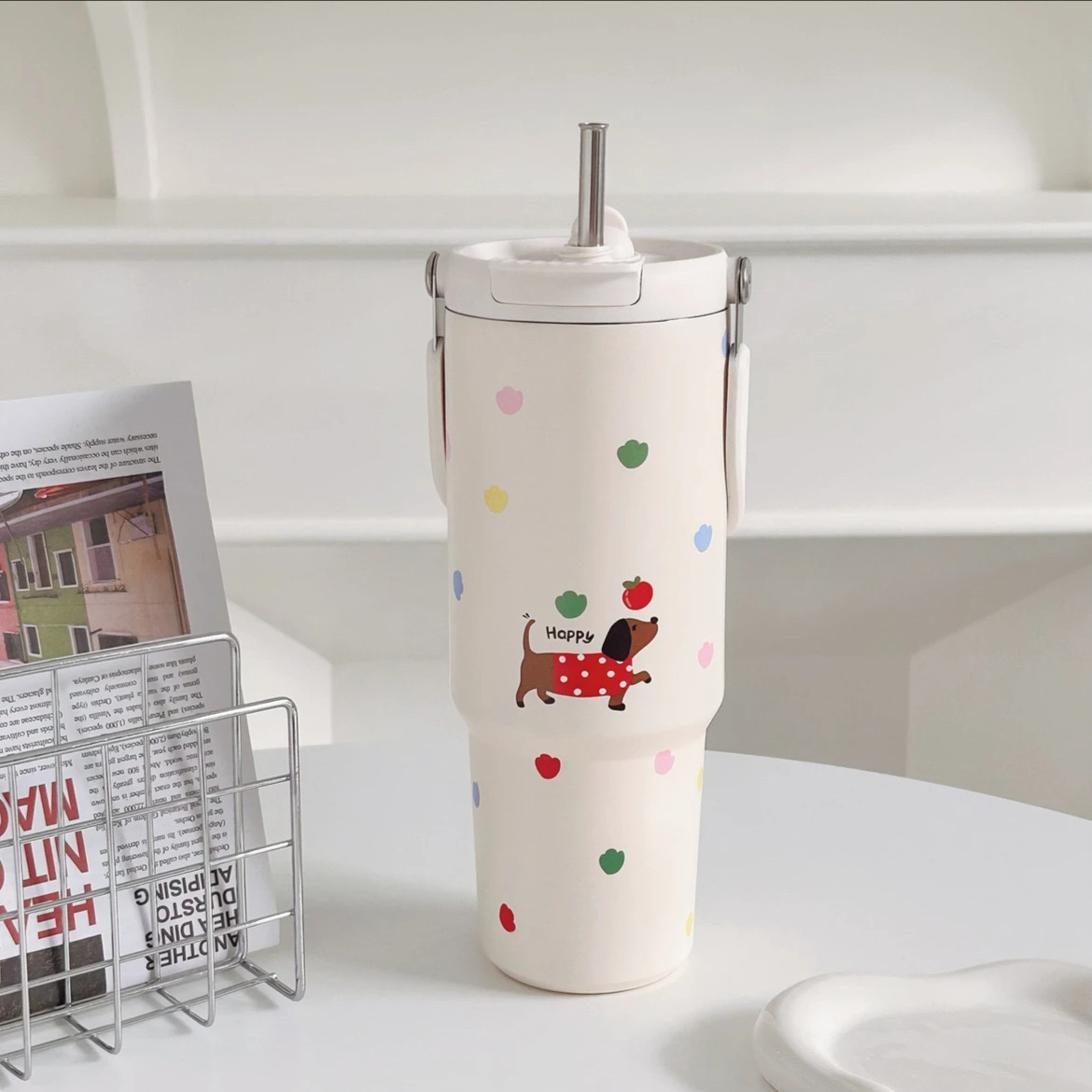 Ly giữ nhiệt inox 316, giữ nhiệt trong 6-12h ống hút tích hợp dung tích lớn 500ML dễ mang theo XJ-350