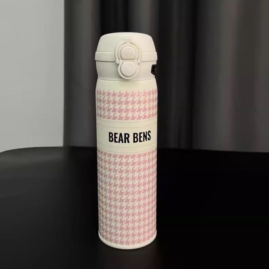 Bình giữ nhiệt BEAR BENS inox 316 có ống hút cách nhiệt, dung tích hơn hoạ tiết cá tính 111-T1