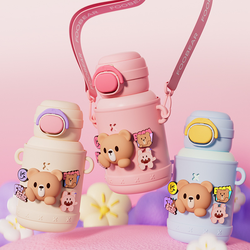 Bình nước gấu Foobear thiết kế đáng yêu, màu sắc tươi sáng, bạn đồng hành hoàn hảo cho bé FXK23