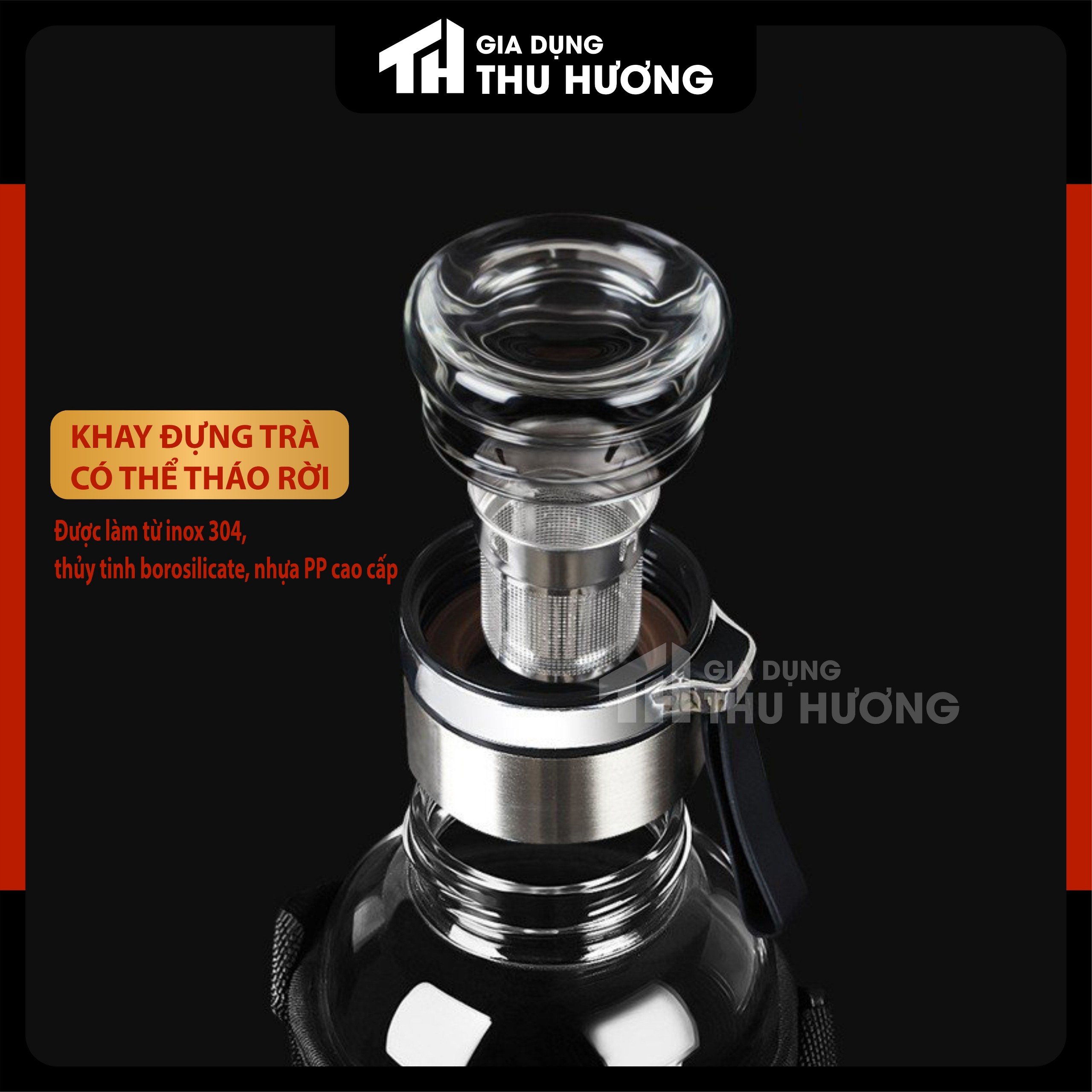 Bình thủy tinh đựng nước Nhật Bản TAKASHI 750, 1000, 1200, 1500, 2000ml tiện dụng, chịu  nhiệt tốt, có lọc chặn bã trà