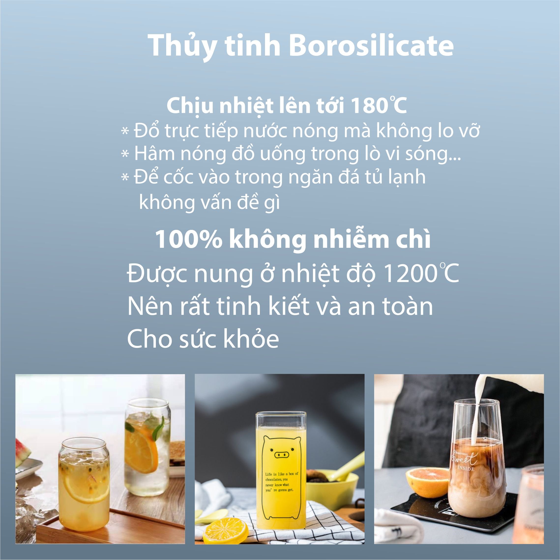 Cốc thủy tinh lon bia cao cấp Borosilicate 350ml, 500ml