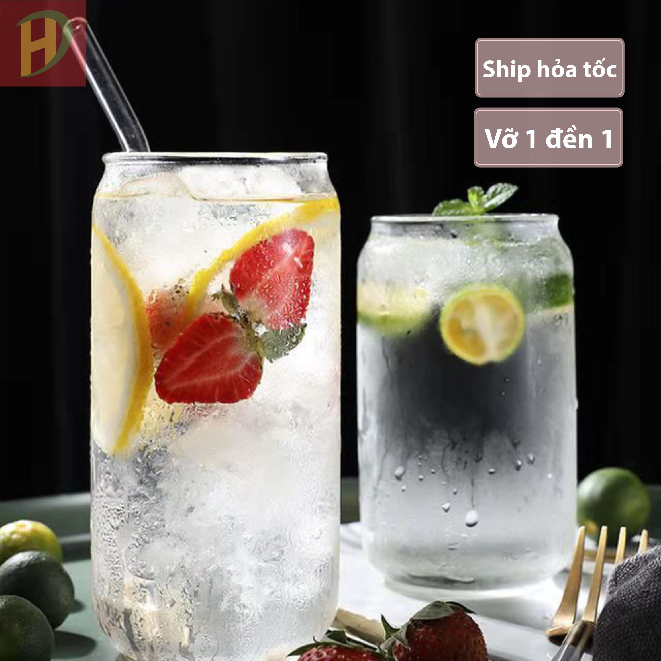 Cốc thủy tinh lon bia cao cấp Borosilicate 350ml, 500ml