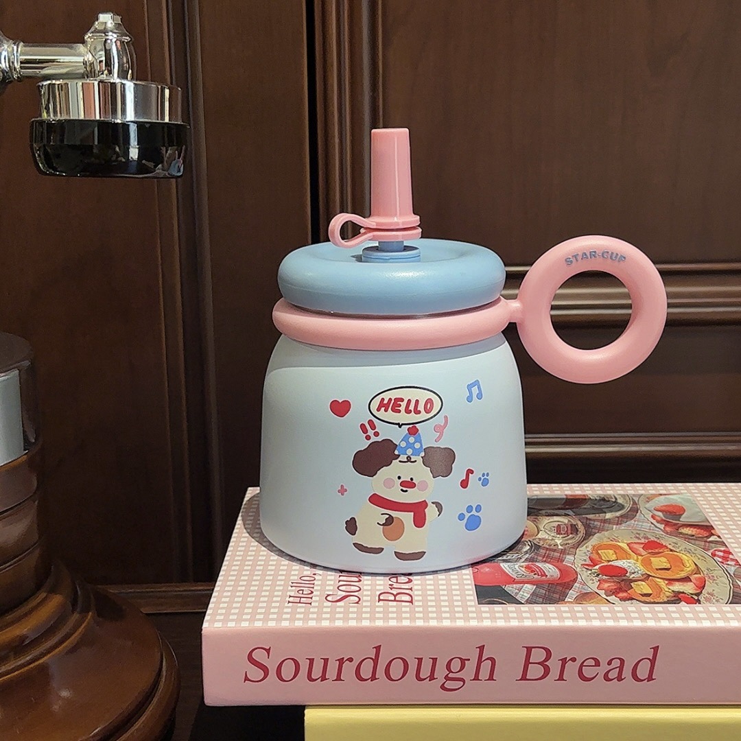 Bình giữ nhiệt hoạt tiết con mèo nhỏ có hút chân không dành cho bé gái 700ml YK-01
