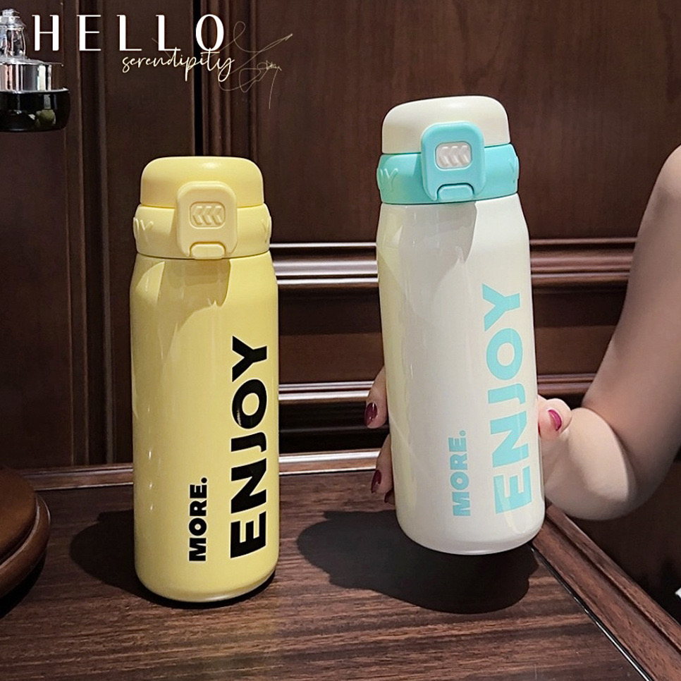 Cốc giữ nhiệt ống hút cốc nước Inox 316 cầm tay thể thao cho học sinh cỡ lớn Q7S1