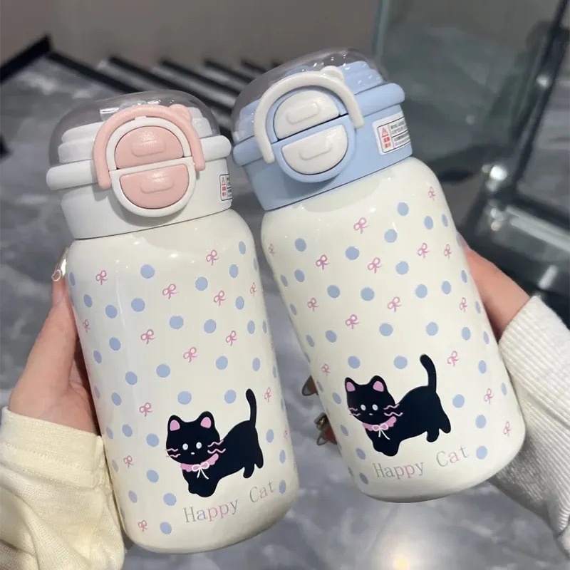 Bình giữ nhiệt 500ml mèo con xinh xắn chấm bi T-286U