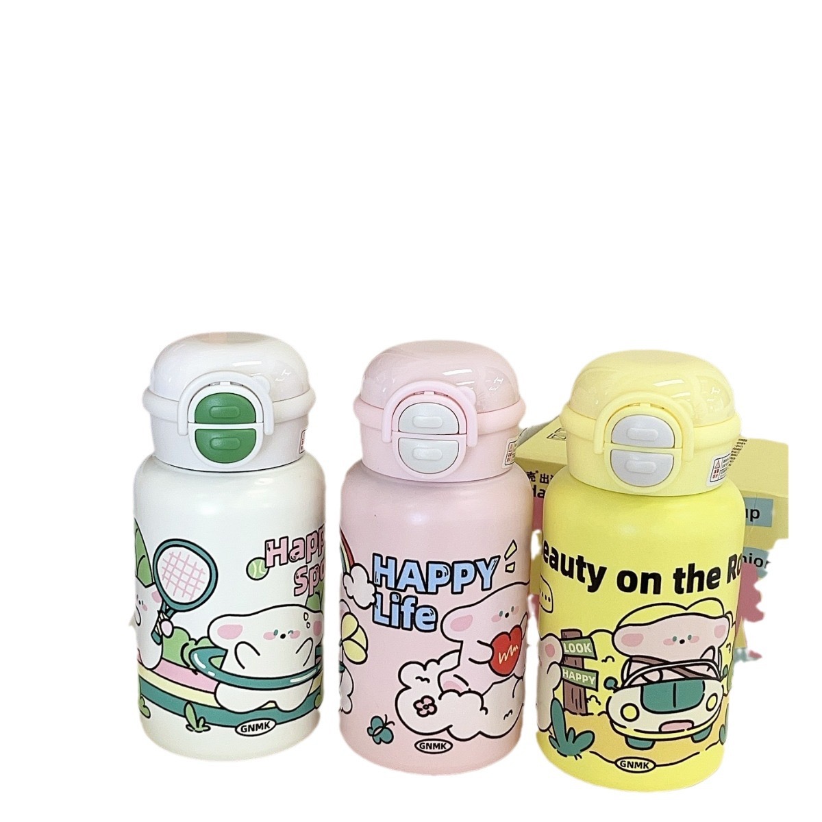 Bình nước giữ nhiệt cho bé 500ML hoạ tiết hoạt hình cute hiển thị nhiệt độ có túi xách đi kèm BW241