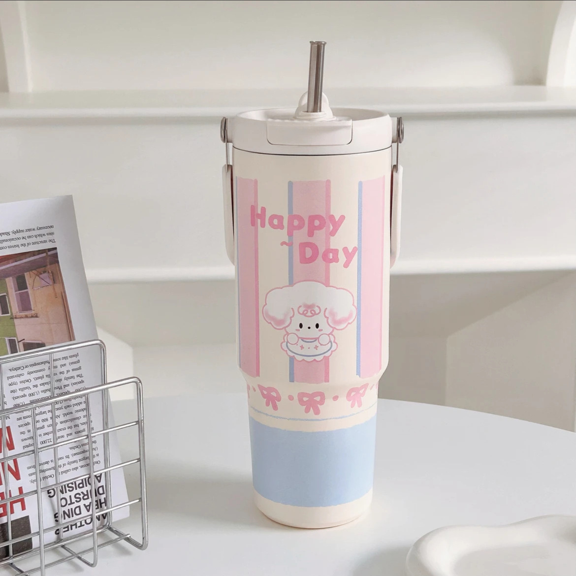 Ly giữ nhiệt inox 316, giữ nhiệt trong 6-12h ống hút tích hợp dung tích lớn 500ML dễ mang theo XJ-350