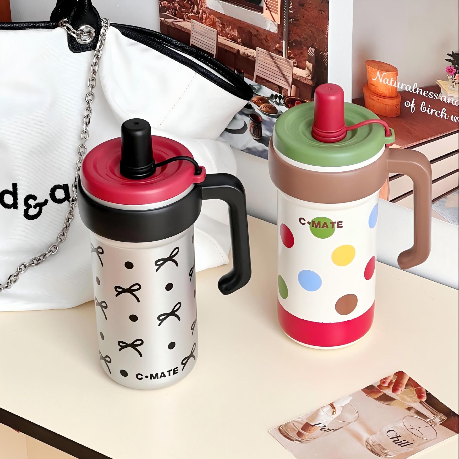 Cốc giữ nhiệt C-MATE hoạ tiết năng động 550ml kèm ống hút MANT32