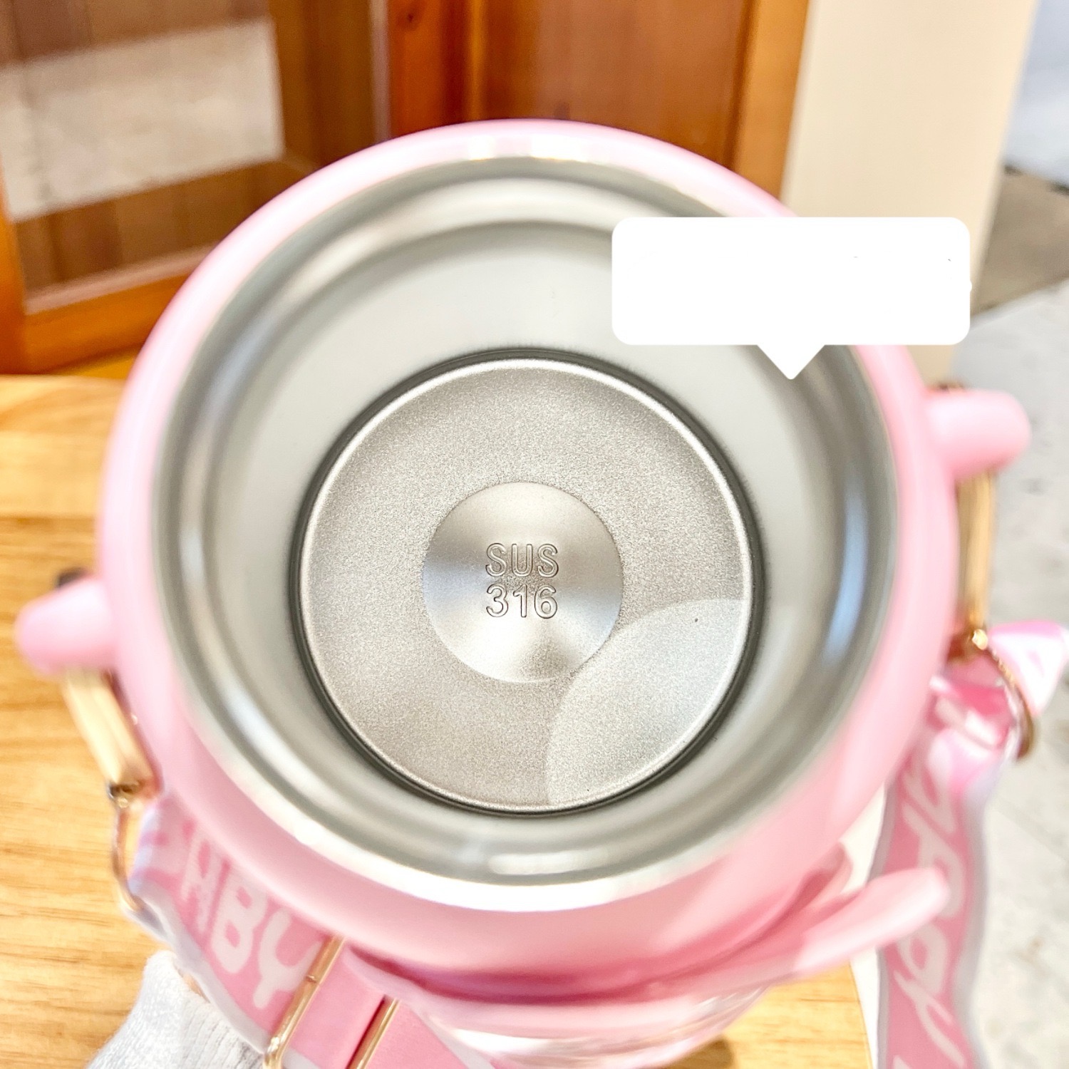 Bình nước giữ nhiệt 520ml inox 316 họa tiết hình gấu bình giữ nhiệt ống hút kèm có dây đeo chéo BN-2423