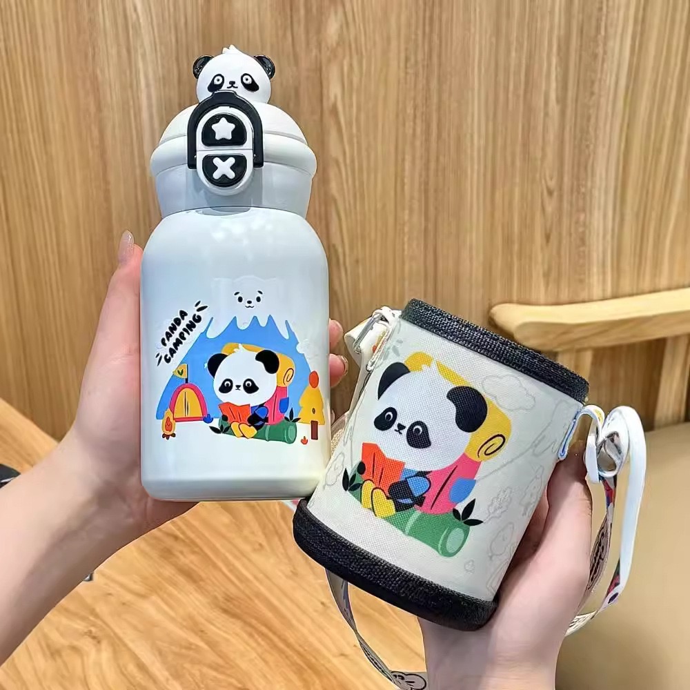 Bình nước giữ nhiệt trẻ em VACUUM CUP 450 ml hình nhân vật hoạt hình dễ thương đa sắc B39 - AHA