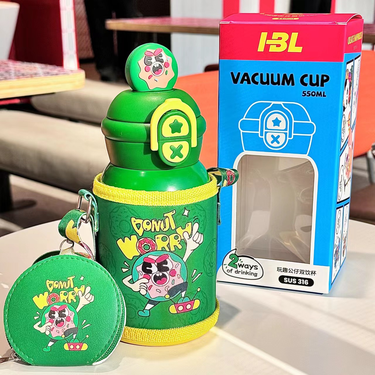 Bình nước giữ nhiệt trẻ em VACUUM CUP 450 ml hình nhân vật hoạt hình dễ thương đa sắc B39 - AHA