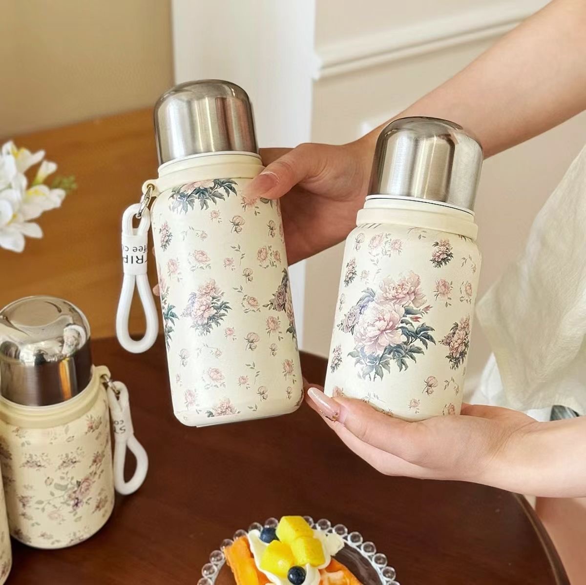 Bình giữ nhiệt inox 316 hình hoa nhẹ nhàng sang trọng cho phái nữ, dung tích 400ml và 600ml AB-527