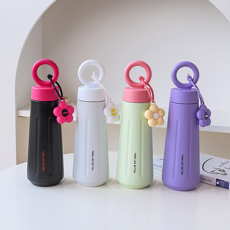 Bình giữ nhiệt dành cho các bé gái, họa tiết bông hoa, dung tích 450ml phong cách thời trang hàn quốc BGN05