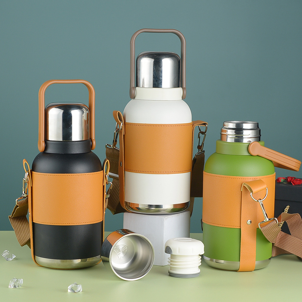 Bình giữ nhiệt SUS 316 800ml Bản đặc biệt kèm dây đeo, cốc kèm nắp, quai xách JQ-0369