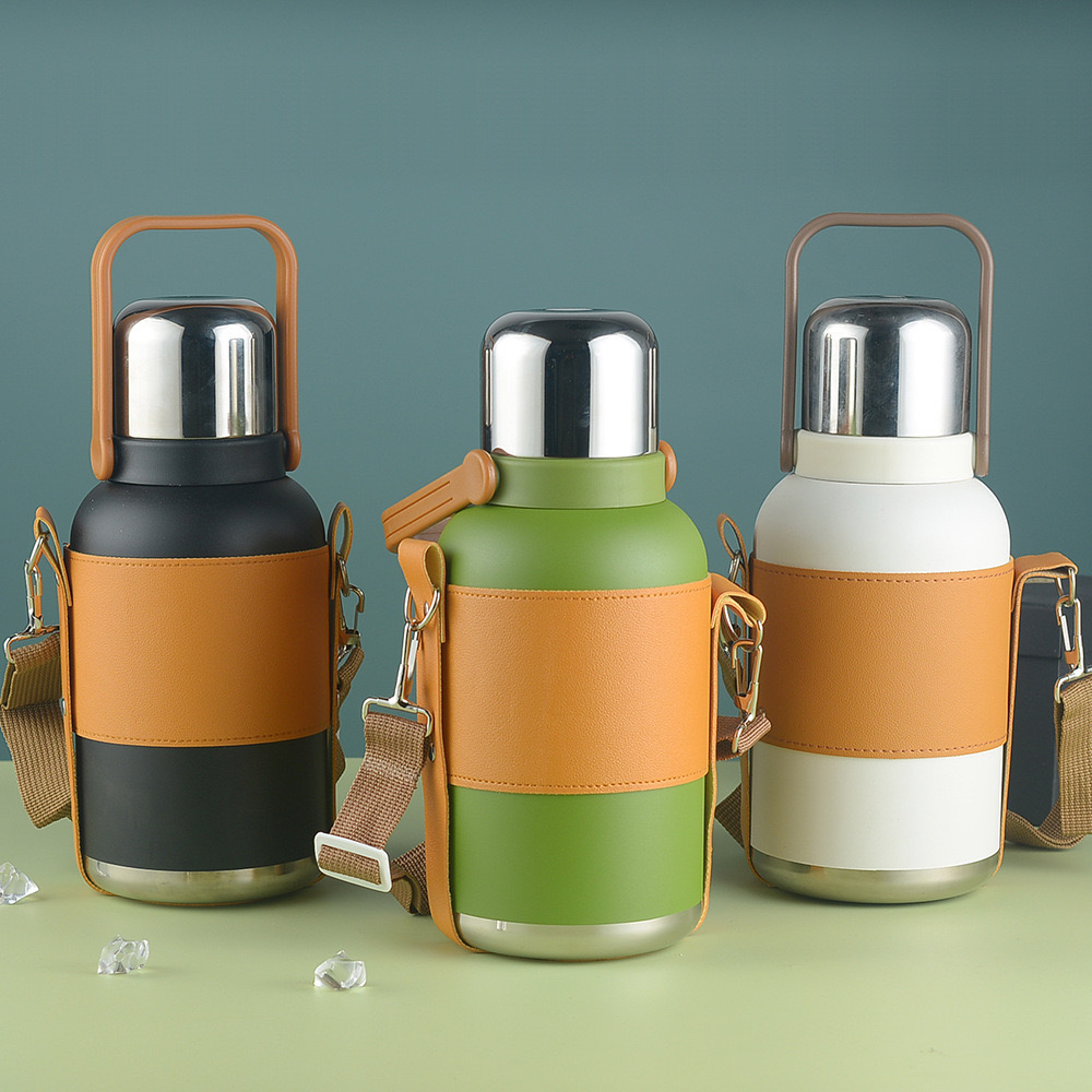 Bình giữ nhiệt SUS 316 800ml Bản đặc biệt kèm dây đeo, cốc kèm nắp, quai xách JQ-0369