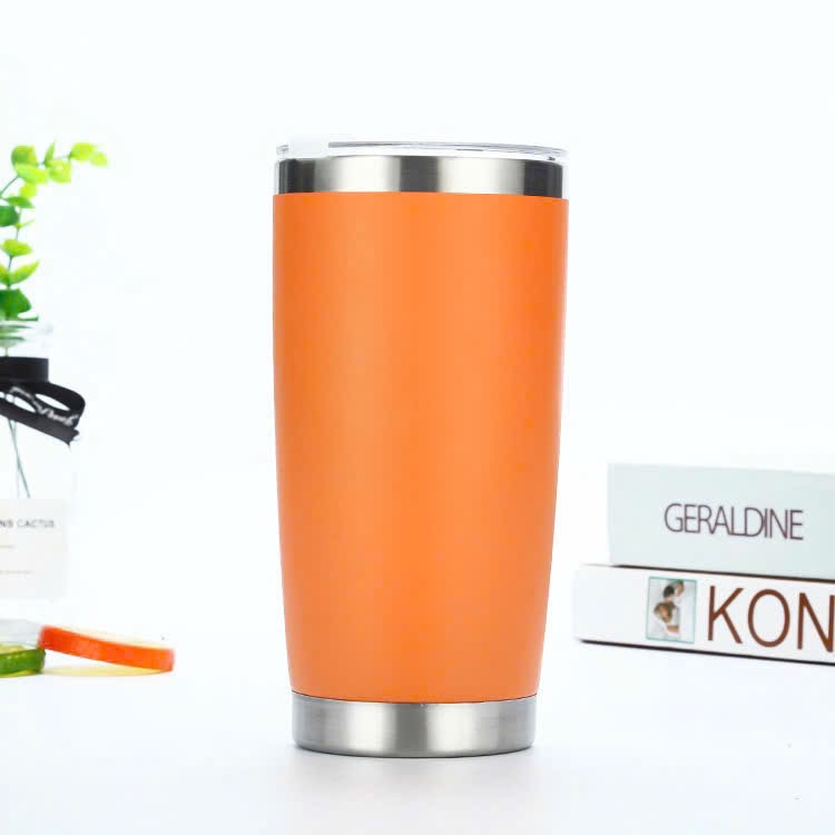 Cốc giữ nhiệt 600ml màu cam, inox 304 đúc nguyên khối, có ống hút kèm theo ORA33
