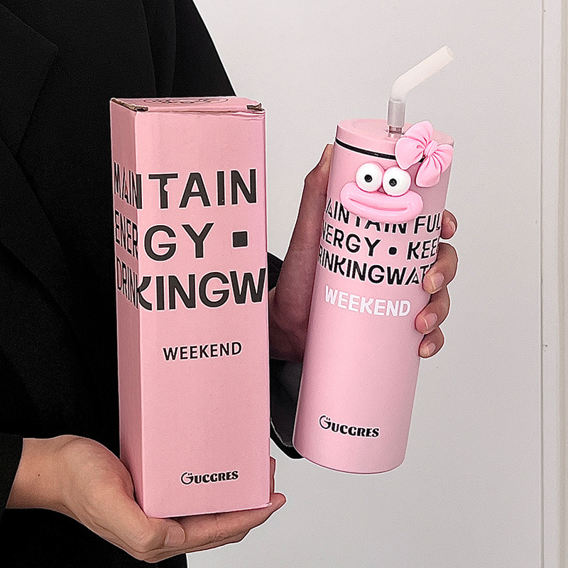 Ly Giữ Nhiệt Black Pink 600ml inox 304, ly giữ nhiệt dễ thương COOL04