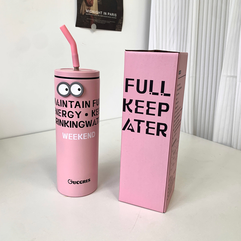 Ly Giữ Nhiệt Black Pink 600ml inox 304, ly giữ nhiệt dễ thương COOL04