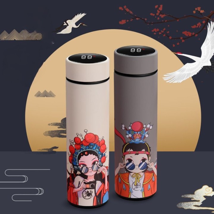 Cốc giữ nhiệt đo nhiệt độ thông minh inox 304 phong cách cổ trang GC-ZN304