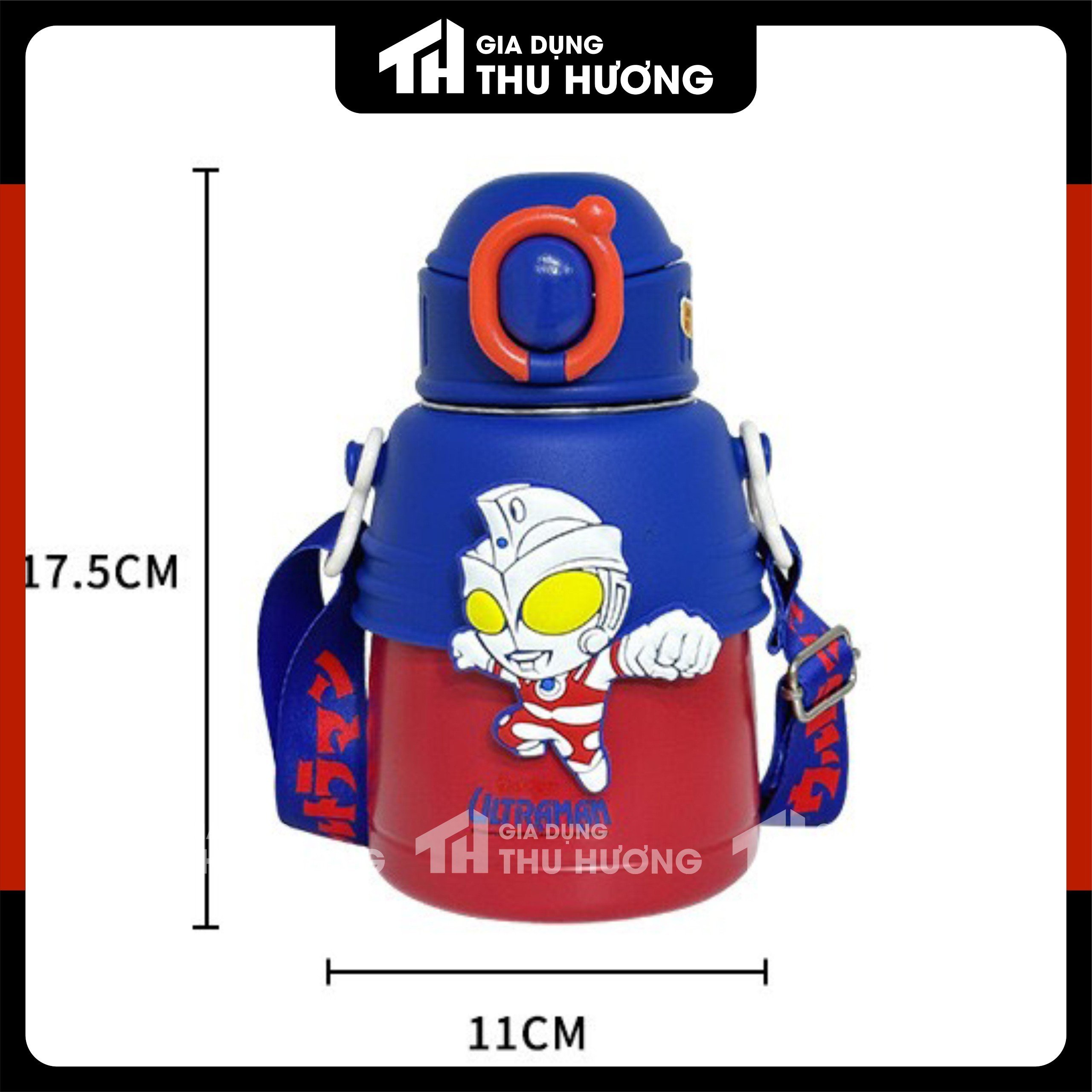 Bình giữ nhiệt Cute, Bình giữ nhiệt siêu nhân, chibi, thỏ, gấu dễ thương inox 316, có ống hút, có dây đeo