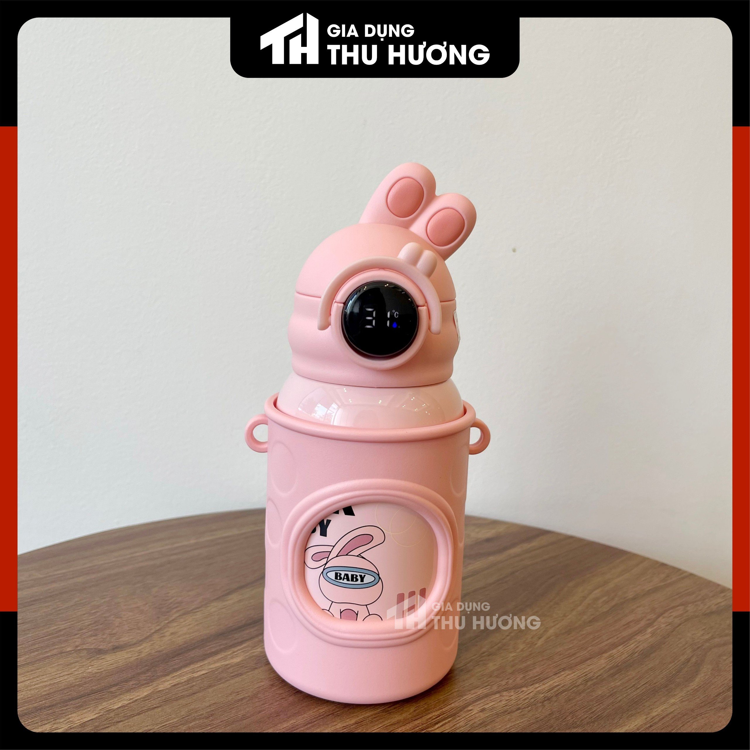 Bình giữ nhiệt Cute, Bình giữ nhiệt siêu nhân, chibi, thỏ, gấu dễ thương inox 316, có ống hút, có dây đeo