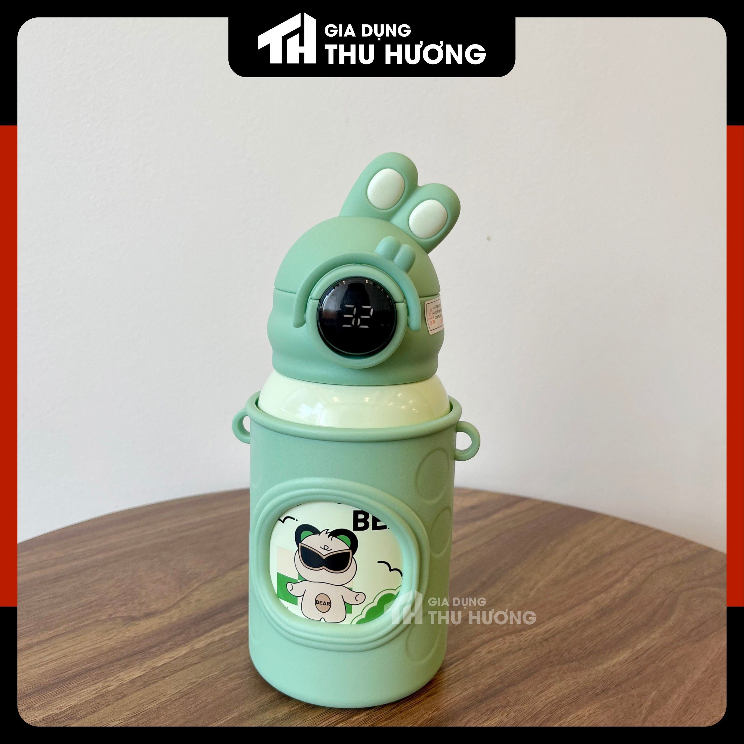 Bình giữ nhiệt Cute, Bình giữ nhiệt siêu nhân, chibi, thỏ, gấu dễ thương inox 316, có ống hút, có dây đeo