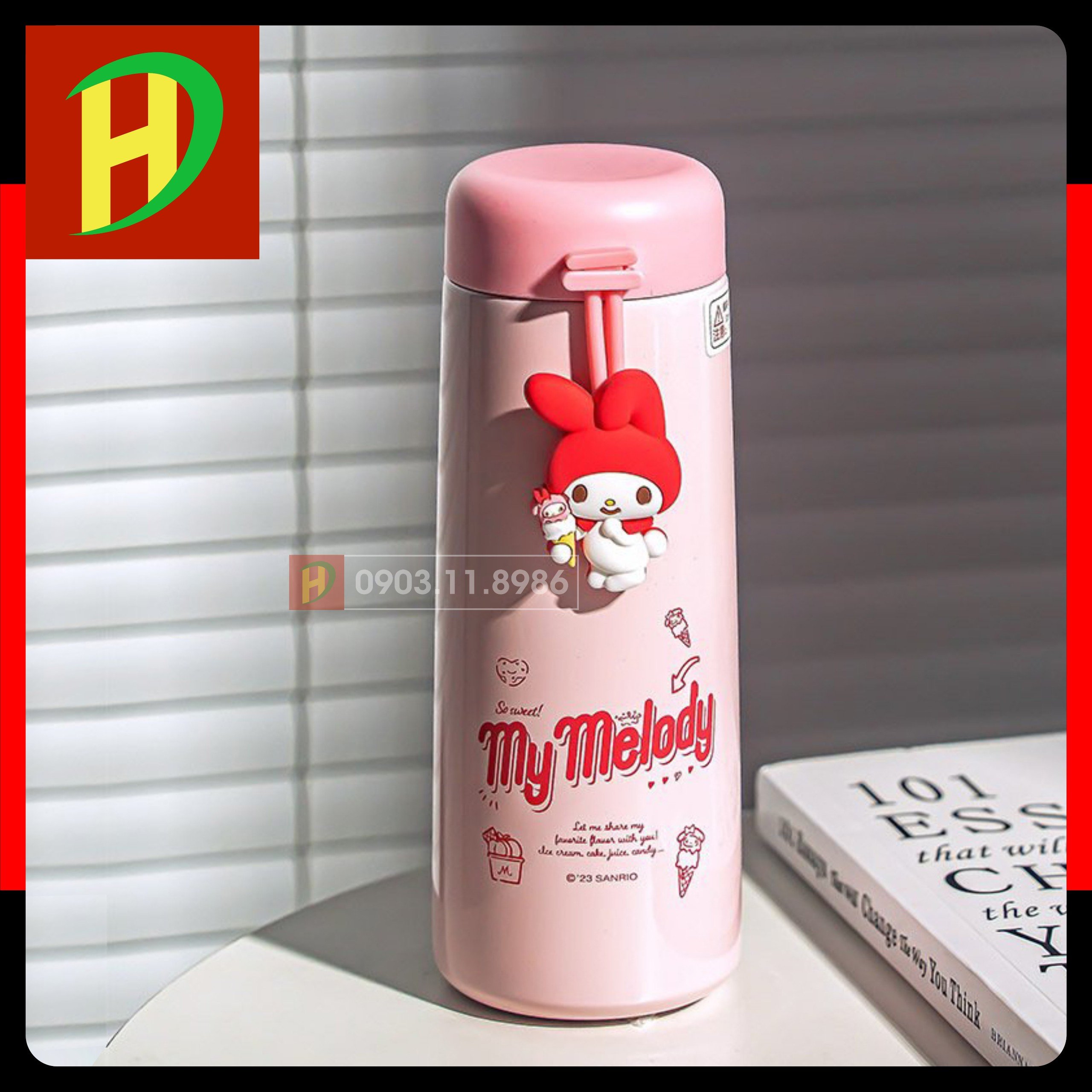 Bình giữ nhiệt Kuromi, Hangyodon, My Melody, Pochacco, Cinnamoroll inox 304, dung tích 350ml