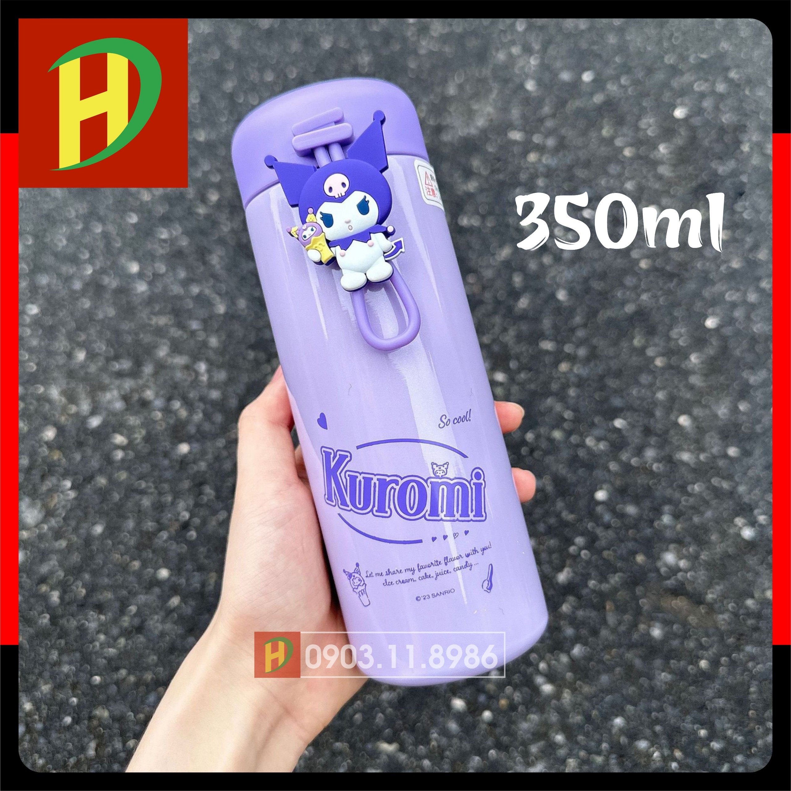 Bình giữ nhiệt Kuromi, Hangyodon, My Melody, Pochacco, Cinnamoroll inox 304, dung tích 350ml