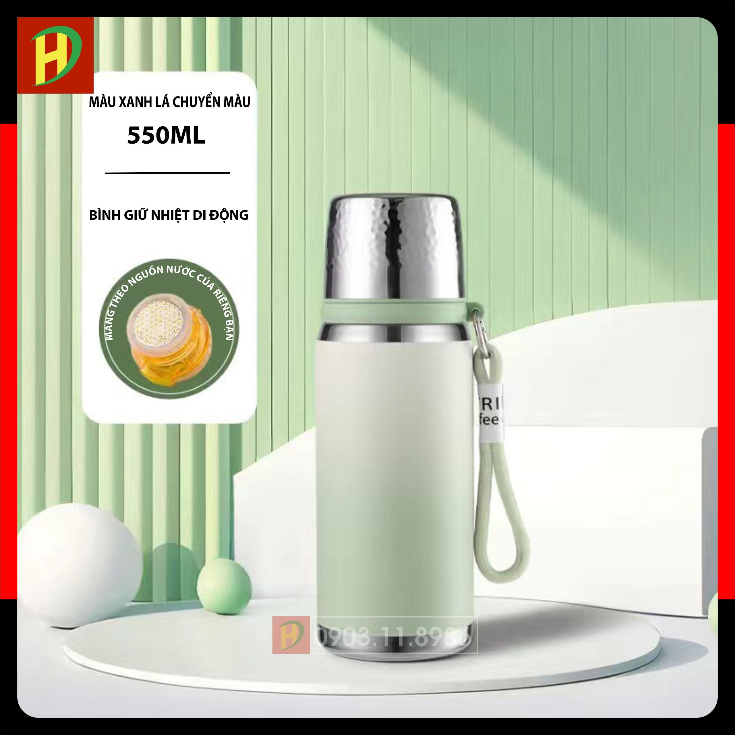 Bình giữ nhiệt 550ml, 700ml, inox 316 giữ nhiệt cực tốt 24 tiếng, có lưới inox chặn đá, chặn bã trà