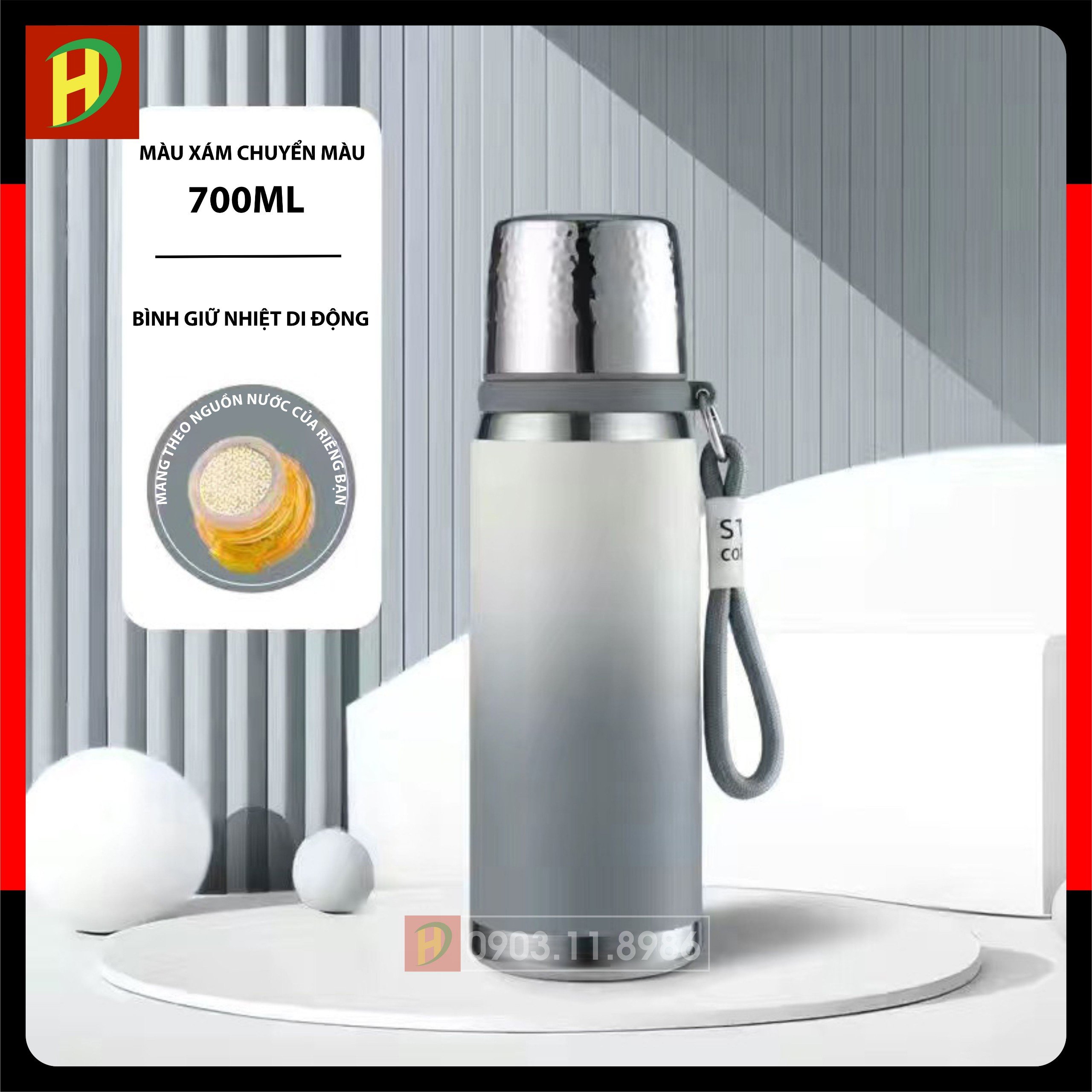 Bình giữ nhiệt 550ml, 700ml, inox 316 giữ nhiệt cực tốt 24 tiếng, có lưới inox chặn đá, chặn bã trà