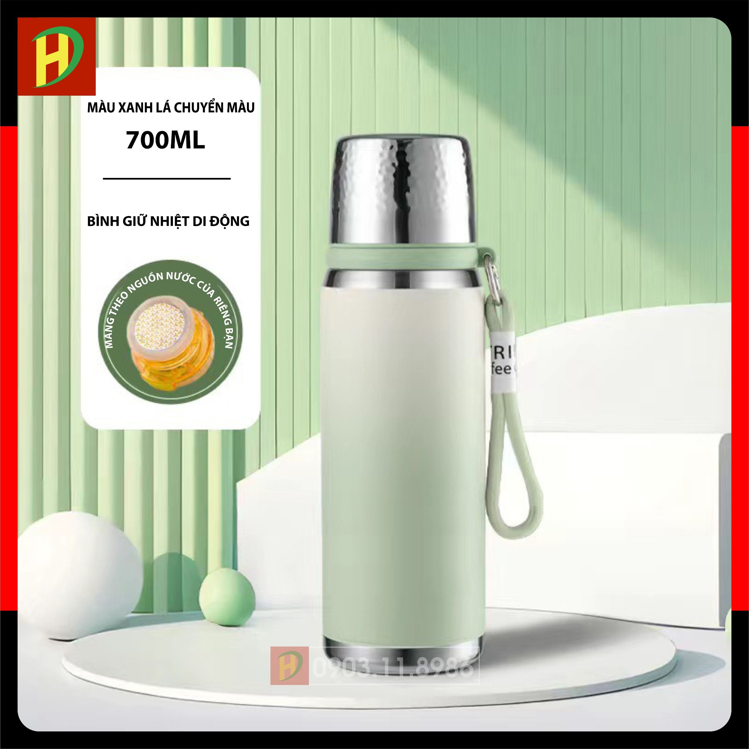 Bình giữ nhiệt 550ml, 700ml, inox 316 giữ nhiệt cực tốt 24 tiếng, có lưới inox chặn đá, chặn bã trà