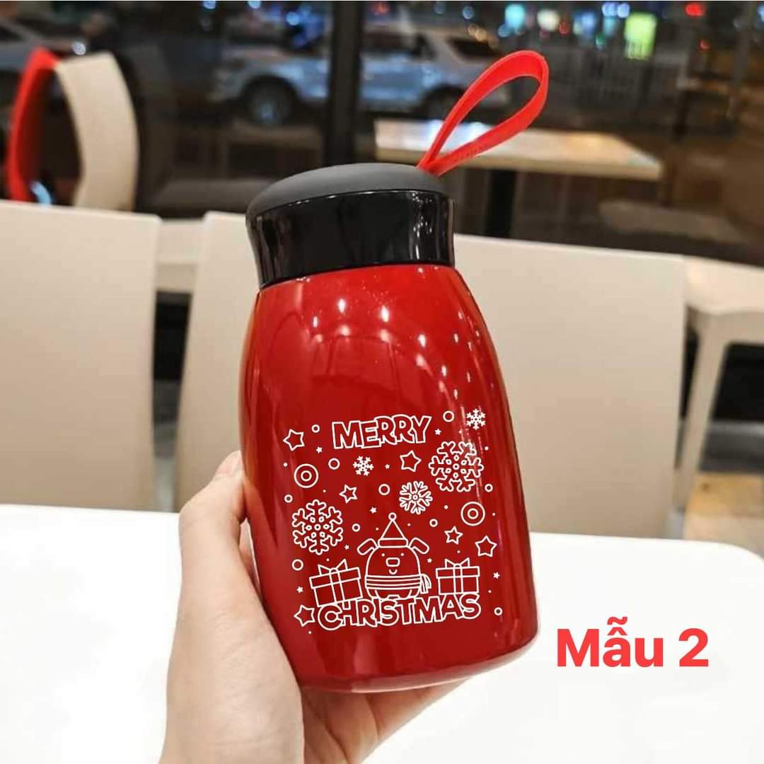 Quà tặng noel cho bé, bình giữ nhiệt 360ml cao cấp in hình noel cực kỳ ý nghĩa