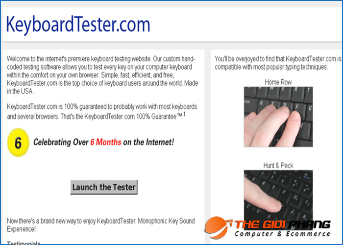 Kiểm tra lỗi bàn phím cực nhanh với keyboardtester.com