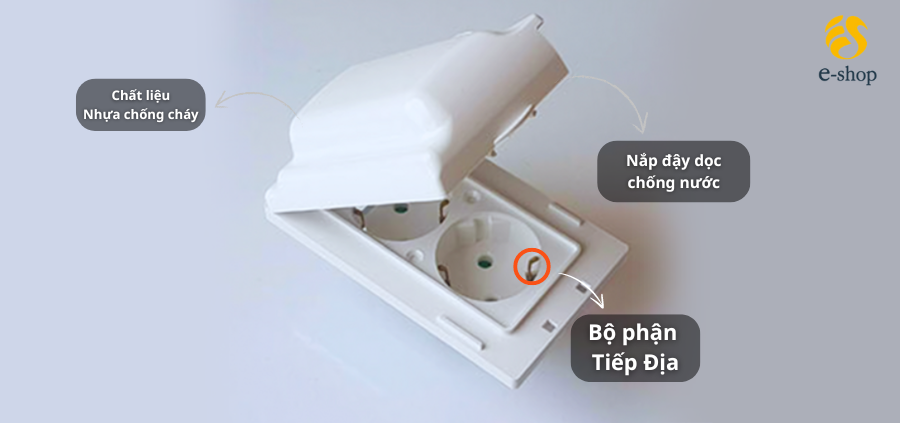Ổ cắm điện chống nước nắp dọc Dosel Hàn Quốc