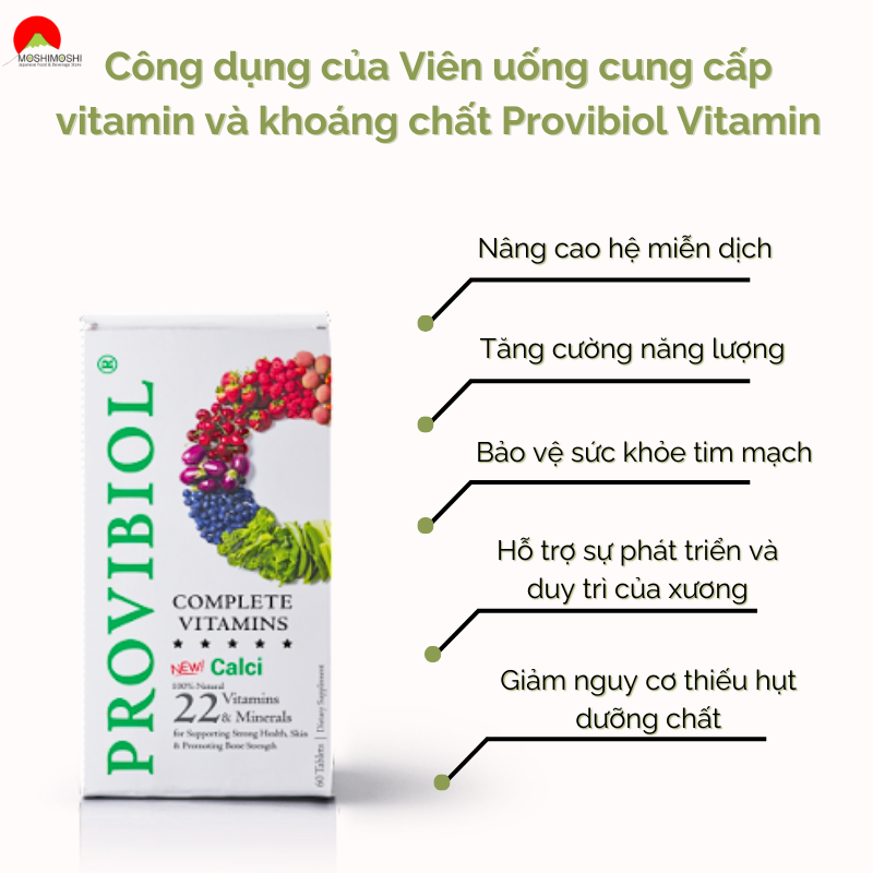 Uses of tablets providing vitamins and minerals Provibiol Vitamin