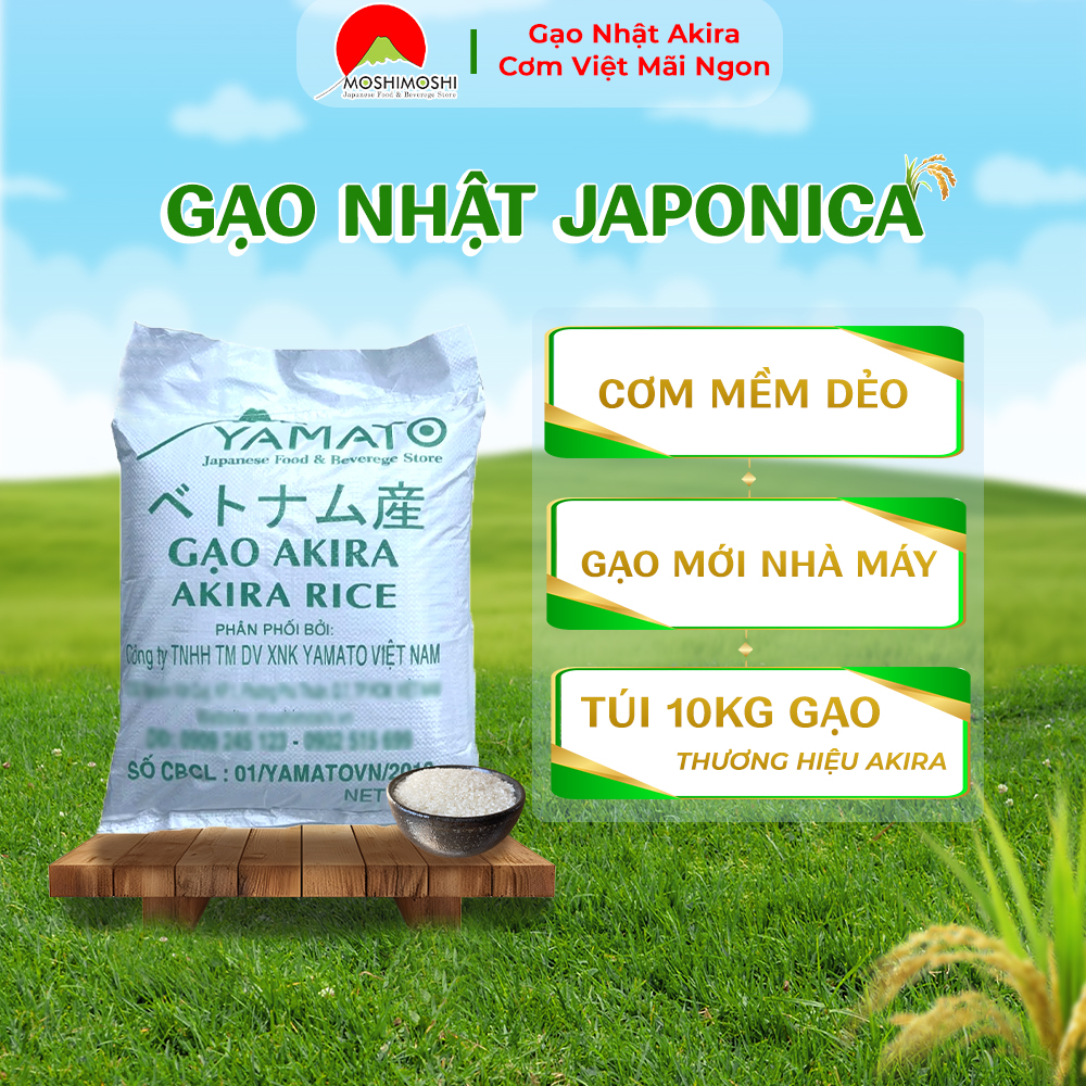 Gạo Nhật Hạt Tròn Thương Hiệu Akira Rice 10kg