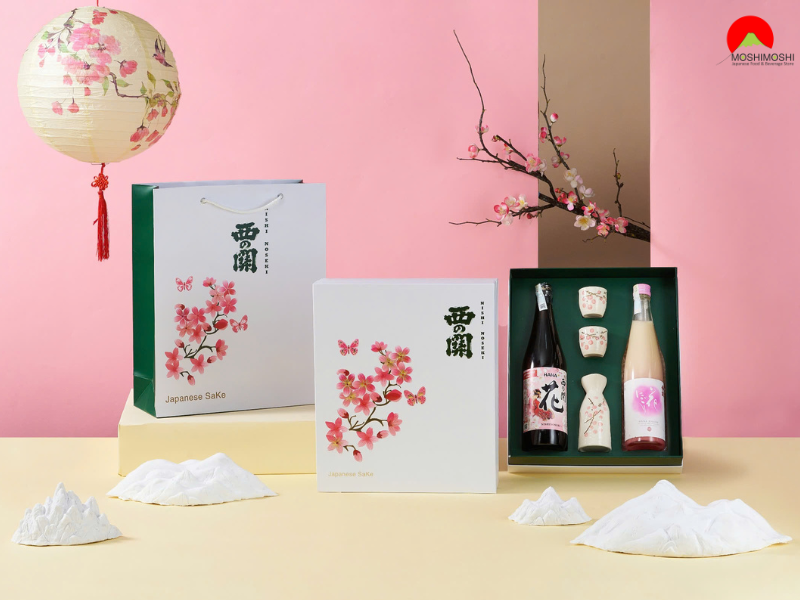 Hộp quà Tết 2025 Đào Hoa Niên - Sake Nishinoseki Hana và Hana Nigori 