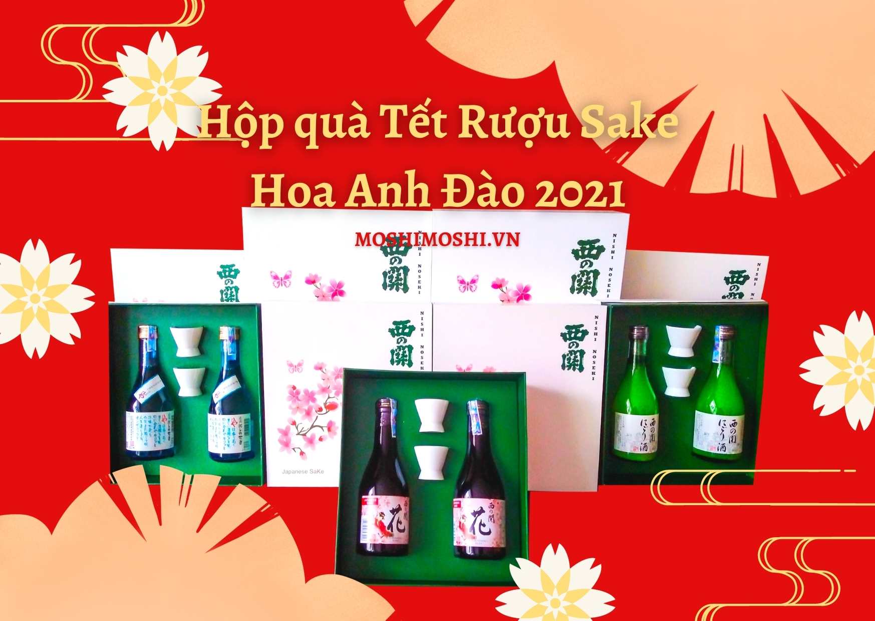 Hộp quà Tết Rượu Sake ngoại nhập Hoa Anh Đào cực ấn tượng cho năm 2021.